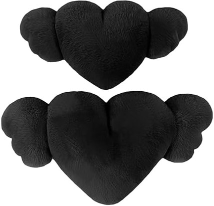 Cuscino con ali d'angelo a cuore, peluche con cuscino a cuore, 2 cuscini per poggiatesta per auto a forma di cuore con ali, Cuscino poggiatesta per collo auto adorabile e accogliente per la decorazion