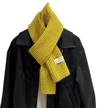 LSZBYHOK Sciarpa Sciarpe Invernali per Uomini E Donne, Sciarpe A Maglia A Colori Solidi, Versatili E Caldi-Limone Giallo