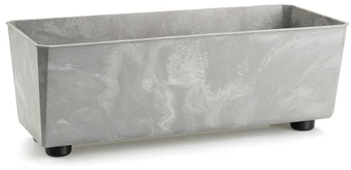 HowHomely Blumentopf grau Beton-Optik | Blumenübertopf 37x17x14 cm | Langlebige und Leichte Übertopf für Deko Wohnzimmer Schlafzimmer Bad oder Büro | Moderne Dekoration