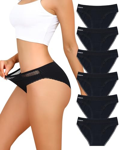 Levao Culotte Femme Coton Dentelle Slip Femmes Brésilien Caleçons sous-Vêtement Soft Doux Hipster Panties Taille Basse Underwear Multiple Lot de 6