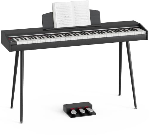 JOINATRE 88 Keys Weighted Digital Keyboard Piano with Adjustable Light,Full Size Keys Hammer-action Electronic Piano Keyboard,3 Pedal,Full-featured Keyboard for Beginner,Kids,Adults,Black
