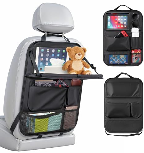 Ayxnzjsjm Protezione Sedile Auto Bambini Tasche Multiple Organizer per Sedile, Grande Capacità Proteggi Sedile Posteriore Auto con Supporto Pieghevole, Organizer per Auto Impermeabile Resistente