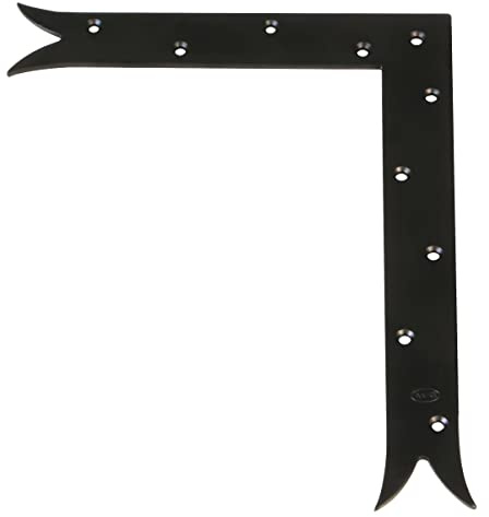 Amig - Escuadra Decorativa - A la Derecha - 300 x 240 x 4 mm - Acabado en Cola de Pez - Estilo Gótico Clásico - Ideal para Decoración o Refuerzo de Contraventanas, Puertas y Muebles - Acero Negro