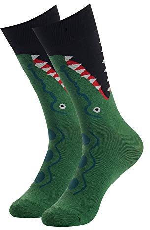 BONANGEL Chaussettes Homme Fantaisie Lot Chaussette Homme en Coton,Chaussettes et Multicolores,Cadeau Homme taille unique multicolor (1pair-CrocodileA)