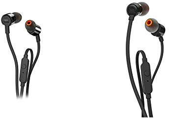 JBL T210 Ecouteurs Intra-Auriculaires avec Bouton de Commande/Microphone Noir & T110 – Ecouteurs Intra-Auriculaires filaires – Son Pure Bass de et Bouton de contrôle, câble Jack 3,5 mm, Noir