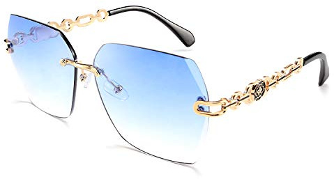FEISEDY Classic Randless Solglasögon Metal Frame Diamond Cutting Lens Dam Solglasögon B2567