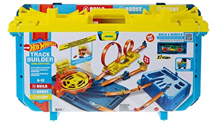 HOT WHEELS Track Builder Unlimited - Schnellstarter Box mit 30 Trackteilen für epische Renn- und Stuntstrecken - Inklusive praktischer Aufbewahrungsfächer, für Kinder ab 6 Jahren, GVG11