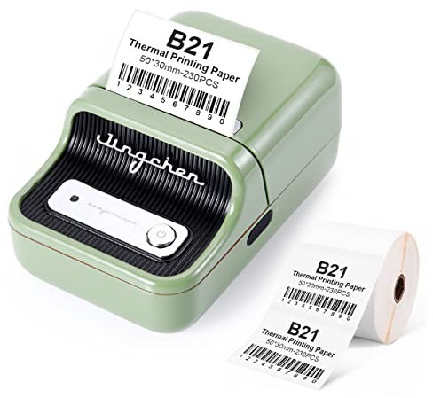 Smart Label Maker B21 mit 230 Etiketten, Bluetooth-Thermo-Preis-Barcode-Etikettendrucker, Mailing-Adressetiketten-Maschine, kompatibel mit Android und iOS, für Organisationen, Heimbüro, Geschäft(Grün)