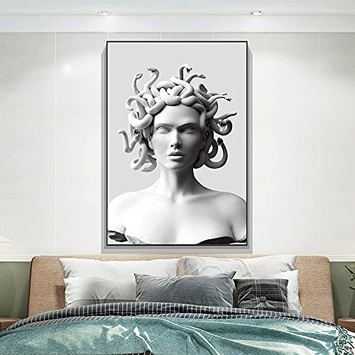 Leinwand Malerei Vaporwave Skulptur von Medusa Leinwand Kunst Poster Graffiti-Kunst auf dem Wand Cover Gesicht von Medusa Pictures Home Decoration Rahmenlos