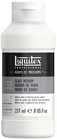 LIQUITEX 8608 glass medium for acrylic paints, improves the adhesion of acrylic paints to glass or ceramics, forms a scratch-resistant surface, creates a smooth high-gloss finish - 237 ml bottle