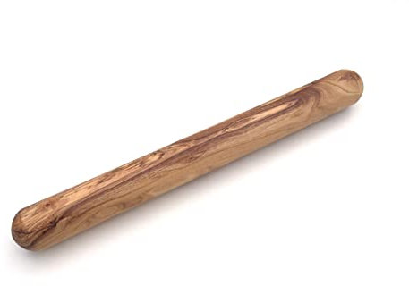 Kavel massivt rundad längd 30/35 cm valbar pizzarulle, kavel handgjord av olivträ, hög kvalitet (medium: 35 cm)