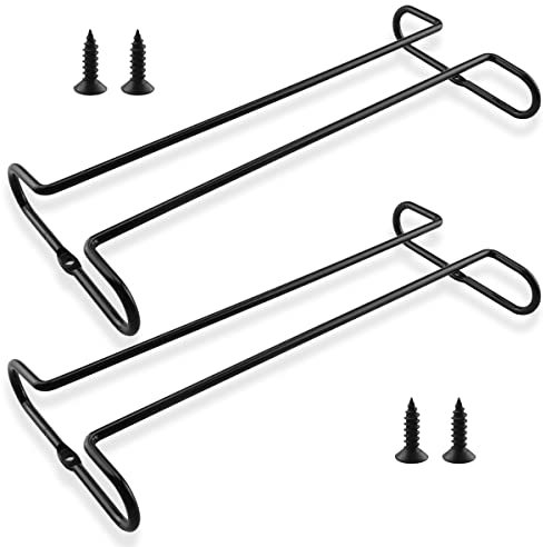 Weinglashalter 2 Stück Gläserschiene Gläserhalterung Hängend Verwendet in der Bar Weinschrank, Küche, 25 x 9 x 3cm (schwarz, 2 Stück)