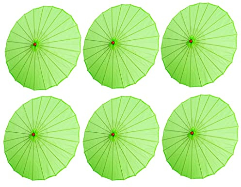 THY COLLECTIBLES Set of 6 Kid's Size 22 Japanese Chinese Umbrella Parasol for Wedding Parties, Photography, Costumes, Cosplay, Decoration and Other Events (Green)