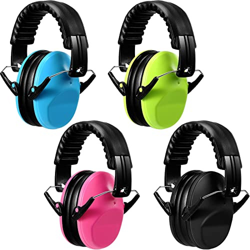 Yunsailing 4 Pcs Kids Ear Protection Earmuffs Hearing Adjustable for Noise Reduction for Toddlers 27NRR Noise Cancelling Earmuffs (Blue,Green,Pink,Black)