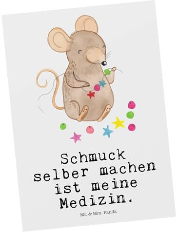 Mr. & Mrs. Panda Postkarte Maus Schmuck selber machen - Geschenk, bildkarte, Grußkarte, Fotokarte, Ansichtskarten, Postkarten, Basteln, DIY