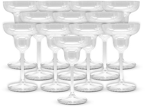 DOJA Barcelona | TransparentKunststoff-Margarita-Gläser | 12er Pack | Hartplastik Trinkgläser | Klare Polycarbonat-Gläser | Wiederverwendbare Plastik-Margarita-Gläser, Mehrweg Cocktail Becher