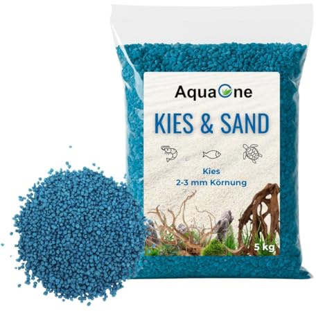 AquaOne Akvariumsgrus Sand 5 kg I Bottenmaterial ljus svart färgad fin medel grov I Akvariumsgrus Premium Kvalitet I Kvartssand Akvariumsgrus Deko Aquascaping Kornstorlek (turkos 2-3mm)