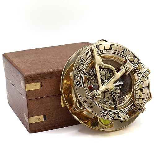 SonKo® Kompass mit Gravur Kompass personalisiert – Antik Optik nautischer funktionsfähige Maritime Deko aus Messing. Konfirmation Geschenk Kommunion (Mit Personalisierung)