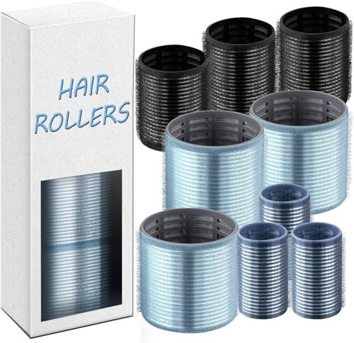 xnicx 9 Pezzi Bigodini Termici Ceramici,Heatless Hair Curler Rollers,Bigodini Grandi per Volume per Ciuffo Adatto a Donne con Capelli Lunghi e Corti,3 Dimensioni(60,48,36 mm)