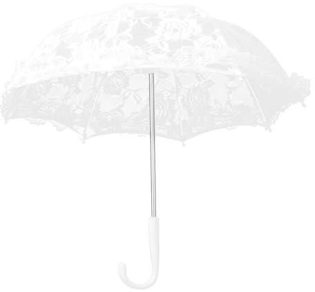 Parapluie de Mariage Blanc en Dentelle - Parasol Artisanat Fleurs Broderie Décoration Fête, Utilisation Scène Photographie