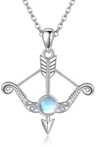ONEFINITY Collar de flecha de arco de plata de ley 925 con colgante de flecha de arco, collar de flecha de arco, joyería de regalo para mujer, Plata esterlina, Piedra lunar de imitación