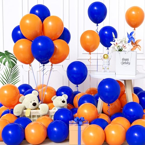 Unisun Globos Naranja y Azul, 119Piezas Kit Guirnalda Globo Azul Oscuro Naranja Niña Niño Hombres Mujer Baby Shower Cumpleaños Boda Comprometimo Aniversario Graduación Valentín Mascarada Decoración