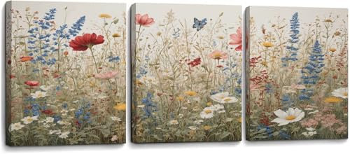 HJYTTX Dukbild trä väggmålningar, bilder blommor väggbilder vardagsrum – dekoration modern – sovrum – rumsdekoration – konsttryck väggdekoration kök – målningar natur äng med ram 40 x 60 cm