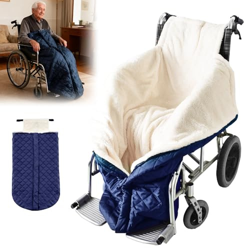 HOVCEH Invierno Manta para Silla de Ruedas, Manta Silla de Ruedas, Calidez a Prueba de Viento Saco para Sillade Ruedas Adultos, Ajuste Universal para Sillas de Ruedas (Azul)