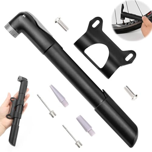 Mini Fahrradpumpe, Fahrradpumpe Klein, Tragbar Bike Pump, Mini Fahrrad Pumpe Kommt mit Autohalterung, für Alle Ventilfahrräder, Fußball, Basketball, Volleyball