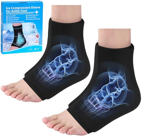 Lot de 2 sachets de glace pour chevilles, pieds et chevilles, chevilles, tendinite d'Achille, pour thérapies chaudes et froides, coussinets rafraîchissants pour pieds, entorse de la cheville,