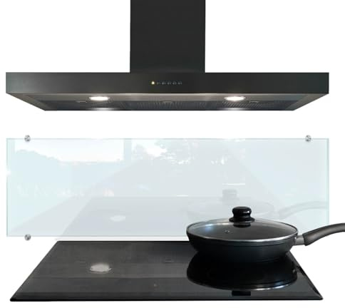 Herdspritzschutz 100x30 cm Wandschutz Spritzschutz Küchenrückwand Glas Für die Küche Transparent Hartglas Float Glastafel Wandanbringung Fliesenschutz Glasrückwand Inklusive Einbausatz