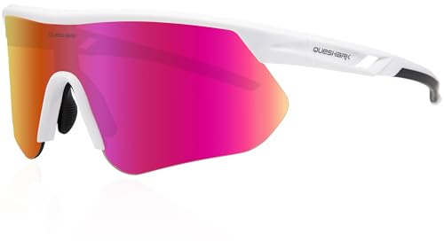 Queshark Lunette de Cyclisme, Lunette Running Homme Femme, TR90 Cadre & Protection UV400 Lunette Vélo, Lunettes de Soleil Homme Sport pour Cyclisme Conduite Golf Ski Pêche Course à Pied