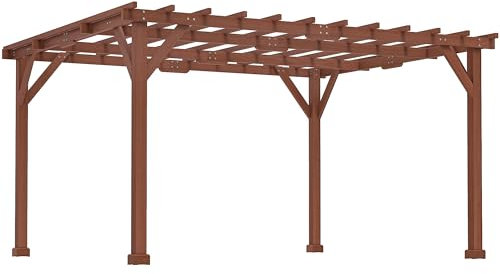 Outsunny Pergola Gartenpergola für den Außenbereich, 3,3 x 3,8 m, Pergola aus Holz, für Kletterpflanzen, Weinreben und Blumen, Gartenpavillon, Terrasse, Terrasse, Terrasse, Rot