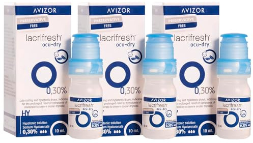Avizor Lacrifresh OCU-DRY 0,30% - PACK 3x10ml - Gotas Oculares - Lubricación - Humectación - Alivia Sequedad Ocular Moderada o Severa - Elimina el Escozor, la Irritación y la Fatiga Ocular