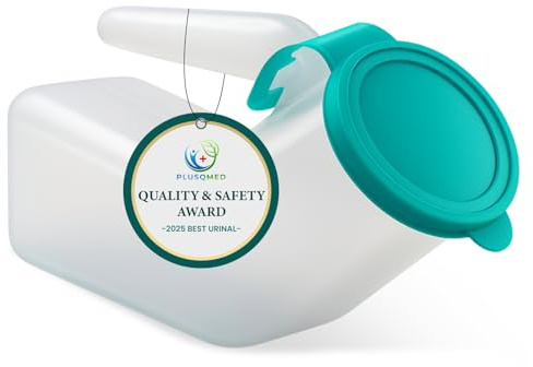 Men’s Urinal Bottle with Glow Lid (1 Pack) – 1000ml Travel Urine Container – Leakproof Screw Cap – Durable Thick Plastic – Portable Male Pee Bottle for Bedside, Car, or Camping Use. (Click Cap)