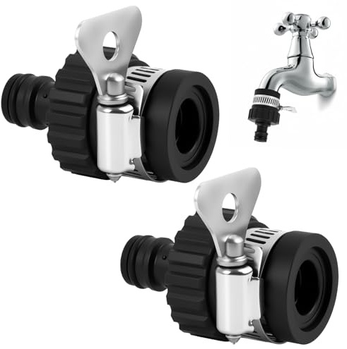 kwinfei 2 Piezas Adaptador de Manguera Universal, Adaptador Grifo Manguera, Conector de Jardín con Abrazadera de Metal y Empalme Seguro, Compatible con Grifos de 14-24 mm, Conexión Rápida y Sin Fugas