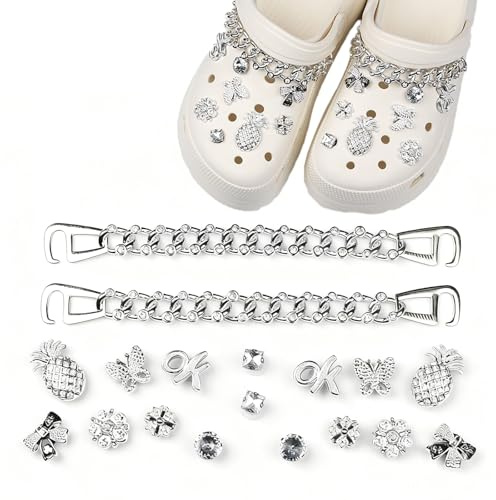 18 Pièces Accessoires de Chaussure en Strass,Pins Crocs pour Femme,Charms Crocs,Breloques de Sabots,Ornements de Chaussure DIY,Accessoires de Chaussure pour Cadeau de Fête d'anniversaire