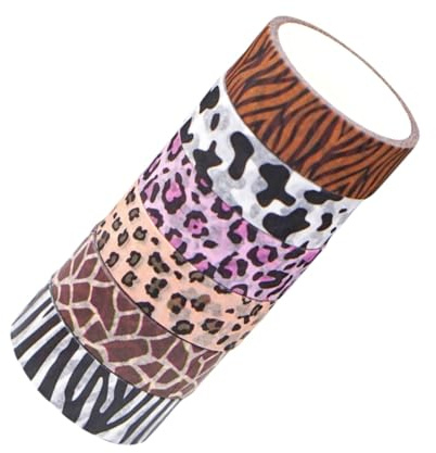 VILLFUL 6 Rollos Cintas Adhesivas con Estampado Animal Washi Tape Decorativo para Manualidades Diario y Envoltorios Papel Resistente y Fácil de Cortar sin Pegajoso