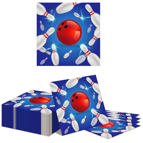 Kotkiddy 40 Pezzi Serviettes Bowling, per Compleanno Feste di Baby Shower a Tema Bowling Articoli per Festa Bowling Carta Serviettes