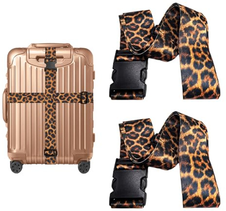 Junhonze 2 PièCes Sangle pour Valise Leopard - Sangle Valise | Sangle Pour Valise RéGlables, Convient Aux Bagages, Sacs De Voyage, Accessoires De Voyage