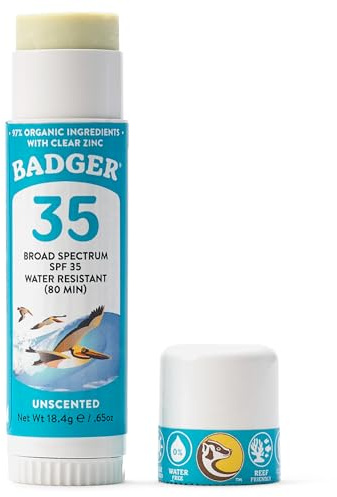 Badger Mineral Sunscreen Face Stick SPF 35, Reef Safe, .65 oz