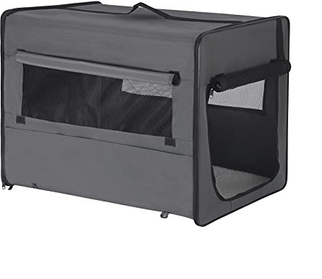 EUGAD Faltbare Hundebox B61xH51xT46cm für Katze kleine/mittlere Hunde (Hundehöhe≤40cm&Hundelänge≤50cm) Hundetransportbox Auto Reisebox Autobox Hundetasche Katzentasche Katzenbox Grau 0338GL