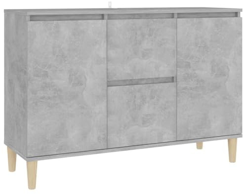 vidaXL Buffet, Armoire avec 2 Tiroirs et 2 Portes, Meuble de Rangement, Organisateur de Salle de Séjour, Scandinave, Gris Béton Bois d'Ingénierie