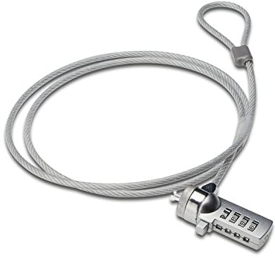ACT Laptopschloss Sicherheitskabel 1,5 m, tragbares Anti-Diebstahl-Kabel, 4 Zahlenschloss, für Laptop und PC - AC9015
