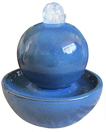 Fuente de Interior Cerámica de la fuente de la mesa de la mesa 10.83 pulgadas High Drayo de escritorio Fuente de agua interior Fuente de agua Artesanía Humidificador esférico Decoración del hogar Deco