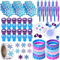 Latocos 61stk Frozen Party Mitgebsel Mädchen mit Schneeflocke Unsichtbare Tinte Stift Notizbuch Burg Krone Stempel Silikonarmband Aufkleber Prinzessin Give Aways Frozen Kindergeburstag Gastgeschenke