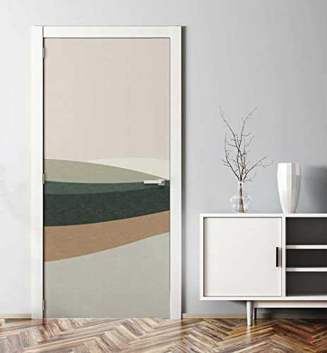 MyMaxxi - Tür bekleben mit Türtapete Türposter Türfolie Selbstklebend 90x200 Boho Nr. 2 Weg - Tür verschönern Türaufkleber Türklebefolie Kunst Abstrakt minimalistisch beige grün
