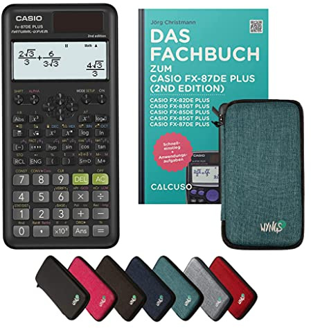 Casio fx-87DE Plus 2nd Edition Incl. Funda Protectora Turquesa y Libro especializado (48 páginas, DIN A5) – Calculadora científica – Smart Set (Alemán)