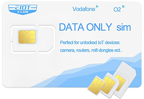 EIOTCLUB Sim Card, Data Only Sim Card for 4G Camera, 4G Wifi Router, Trail Camera, GPS Tracker, Compatible with Vodafone, 3, EE, O2 Networks, Pay As You Go, No Contract, No Credit Check (100MB 30days)