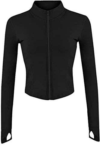 Veste pour Femmes Veste de Yoga Light Wear Longues Top Sport Femme Veste Haut Sport Femme Fitness Full Zip Running Track Jacket with Chôles de Pouce pour Yoga Entraîne